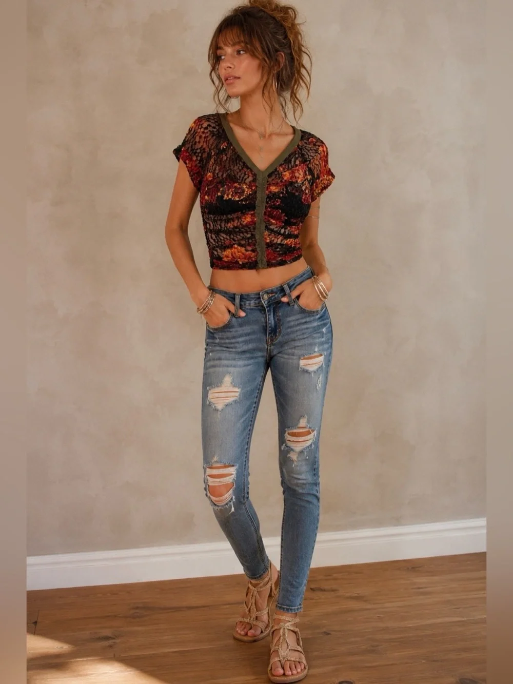 NWOT Free People Solana Ruched Top
